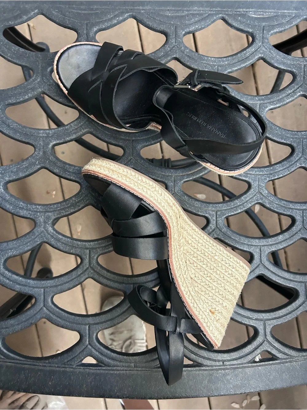 Black Espadrille Wedge Sandals - Women size 8.5 excellent condition